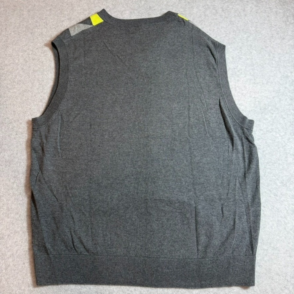 PGA Tour Mens XL Gray Yellow Argyle V-Neck Golf Sweater Vest Cotton Rayon 167 - Picture 4 of 8